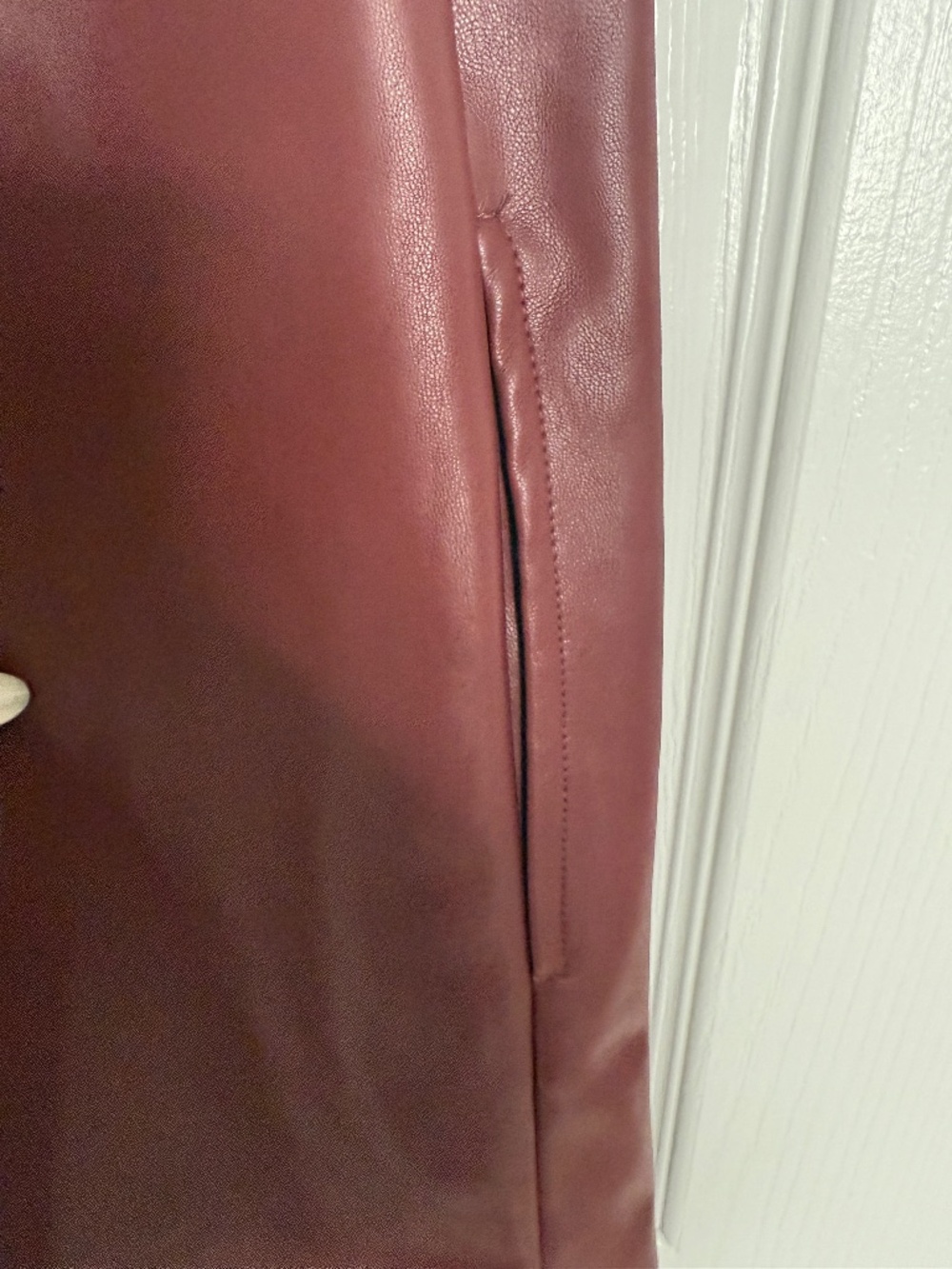 Cynthia Rowley Faux Leather A-Line Dress Size Small NWT Burgundy - Picture 7 of 9